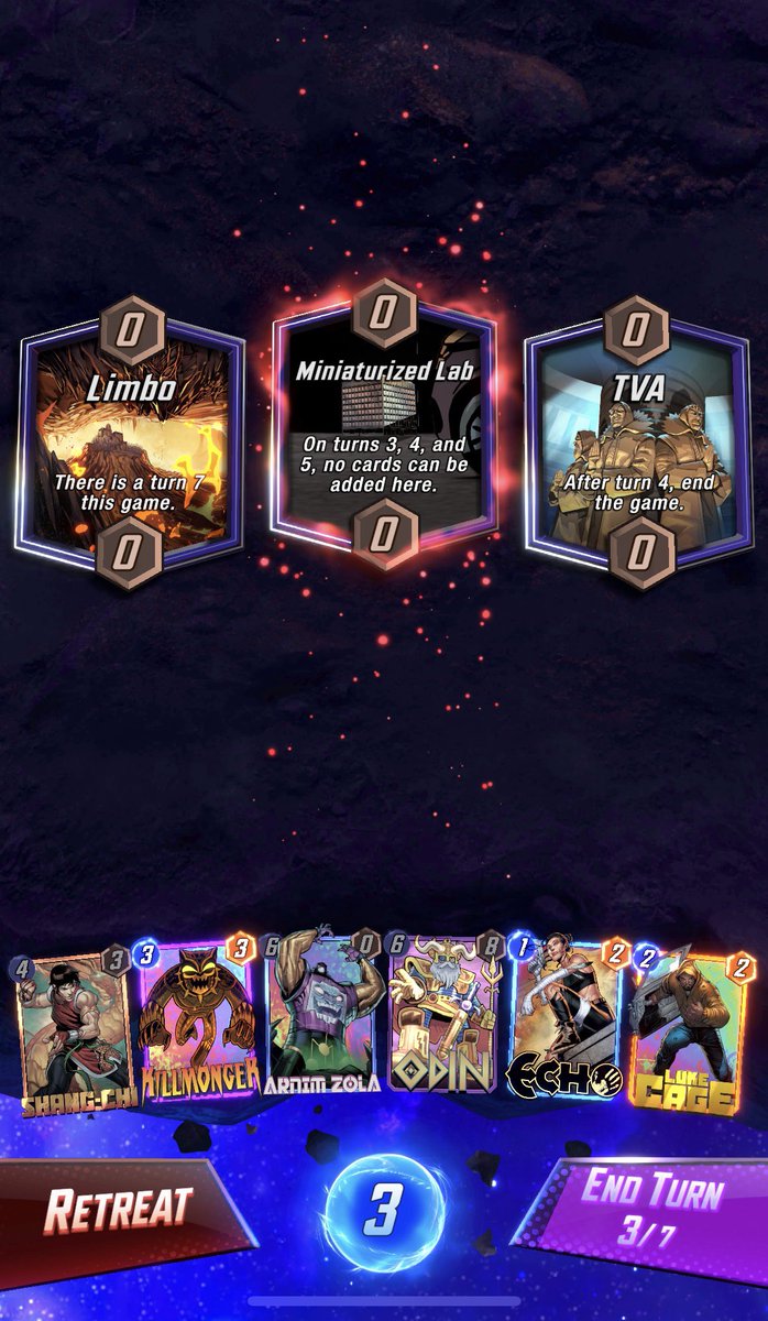 Hey <a href="/DougPieTTV/">DougPie 🌴 Marvel Snap</a> <a href="/OldSnapWhale/">Bad At Snap</a> anyone know what would have happened here if the other player hadn’t Stormed the TVA? 7 turns or 4 turns? #MarvelSnap