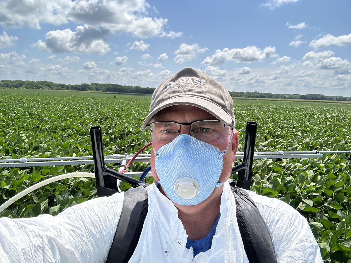 BillBackhaus's tweet photo. Perfect day to spray #Revytek & #Renestra on #GetToKnowXitavo trials. Looking at the interactions between an R3 application vs UTC x 6 Varieties x Seeding Rate (100K, 140K, 180K). XO 3803E leaf shown with Japanese Beetles present. Plus 12 other varieties x UTC @BASFAgProducts https://t.co/wJjqhyLhTO