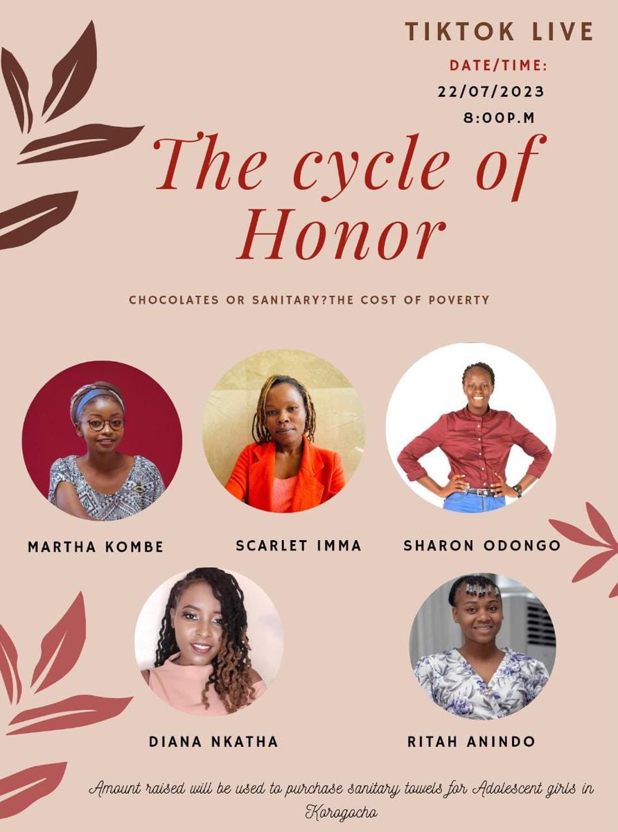 Chocolates or sanitary ?? My tiktok humans ndio ii form ya kesho as you relax at home for  the weekend u can tune in with us on tiktok live . We plan to have an intresting conversation  dont miss . 

#CycleOfHonor 
#EndPeriodStigma 
#EndPeriodPoverty