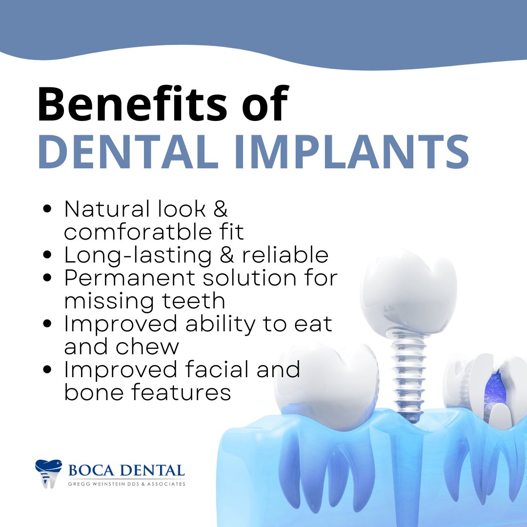 Dental implants can help restore your confident smile. 

Call us at 📲 (561) 391-6606 today to schedule your appointment.

#dentalimplant #BocaDental #CosmeticImplants #BocaRatonDentist #cosmeticdentist #sedationdentistry #allon4 #teethinaday #dentalimplants