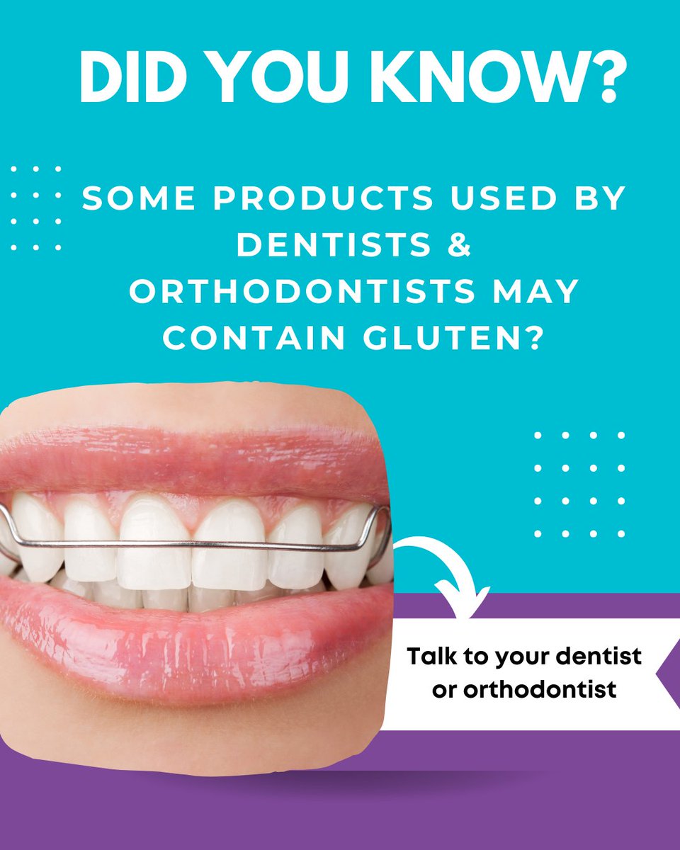 Did you know that some products used by your dentist or orthodontist may contain gluten? Double check when they are cleaning your teeth or making you a retainer. Many GF options are available and it is worth having a conversation. #happygfmouths