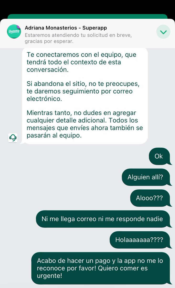 Jaygrisgil's tweet photo. @yummy_superapp @indepabis ayer fue mi cumpleaños y no pude comerme mi almuerzo porque la aplicación no nos respondió por el dinero ni por la orden. https://t.co/6d2DQJ9BCy
