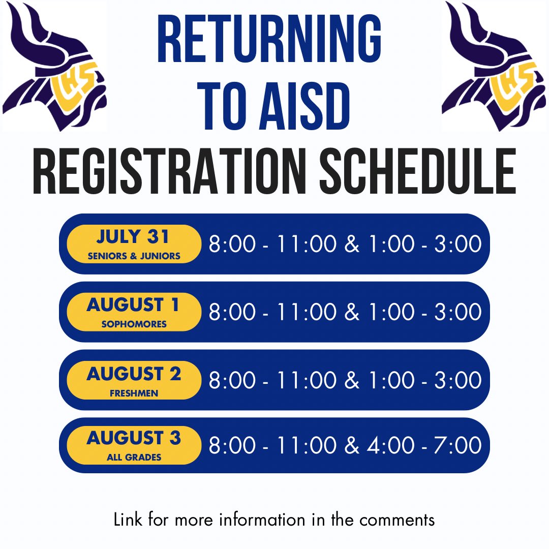 23-24 school registration starts next week with NEW to AISD students. aisd.net/lamar-high-sch…