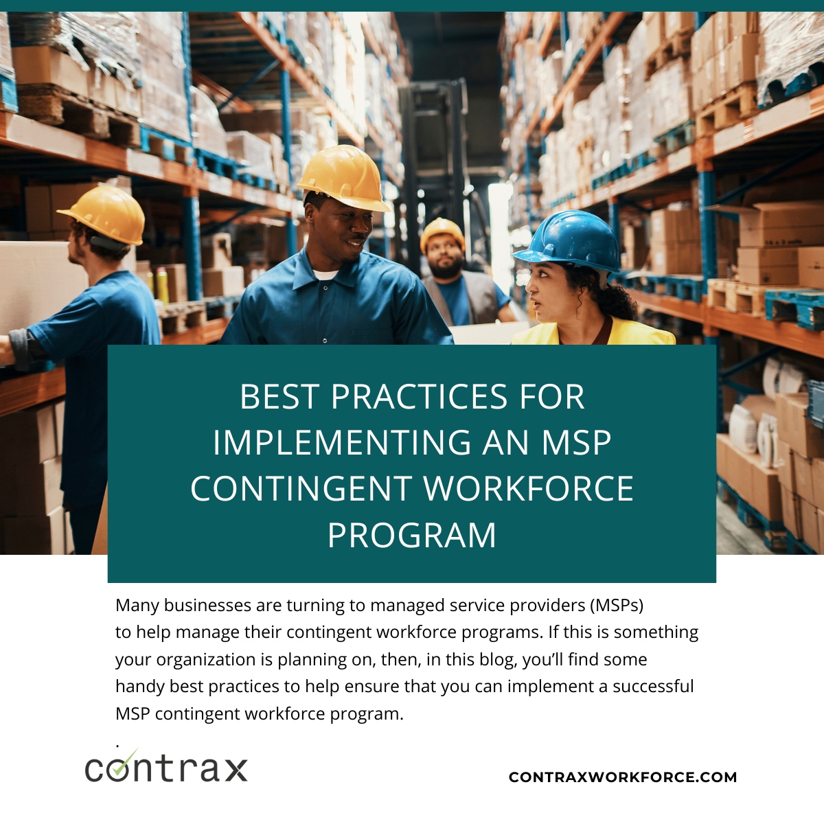 ConTraxVMS's tweet photo. Many businesses are turning to managed service providers ( #MSPs ) to help manage their contingent workforce programs. 

Here's a blog that highlights some best practices to ensure that you can implement a successful MSP #contingentworkforce program.
▶️
https://t.co/WREgblDDMI https://t.co/47XXHLTWdR