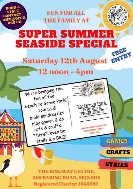 @RingwayGardens (@ringwaygardens) on Twitter photo Save the date! 12th August #RingwayCentre <a href="/GroveParkSE12/">GroveParkCommGroup</a> #SE12 pls share <a href="/Liveable_SE12/">Better Streets for Grove Park</a> <a href="/lane_pta/">Coopers Lane PTA</a> <a href="/BaringSchool/">Baring School</a> <a href="/BaringTrust/">The Baring Trust</a> <a href="/GroveParkYC/">Grove Park YC</a> <a href="/GPCarnival/">Grove Park Carnival</a> Save the date! 12th August #RingwayCentre <a href="/GroveParkSE12/">GroveParkCommGroup</a> #SE12 pls share <a href="/Liveable_SE12/">Better Streets for Grove Park</a> <a href="/lane_pta/">Coopers Lane PTA</a> <a href="/BaringSchool/">Baring School</a> <a href="/BaringTrust/">The Baring Trust</a> <a href="/GroveParkYC/">Grove Park YC</a> <a href="/GPCarnival/">Grove Park Carnival</a>
