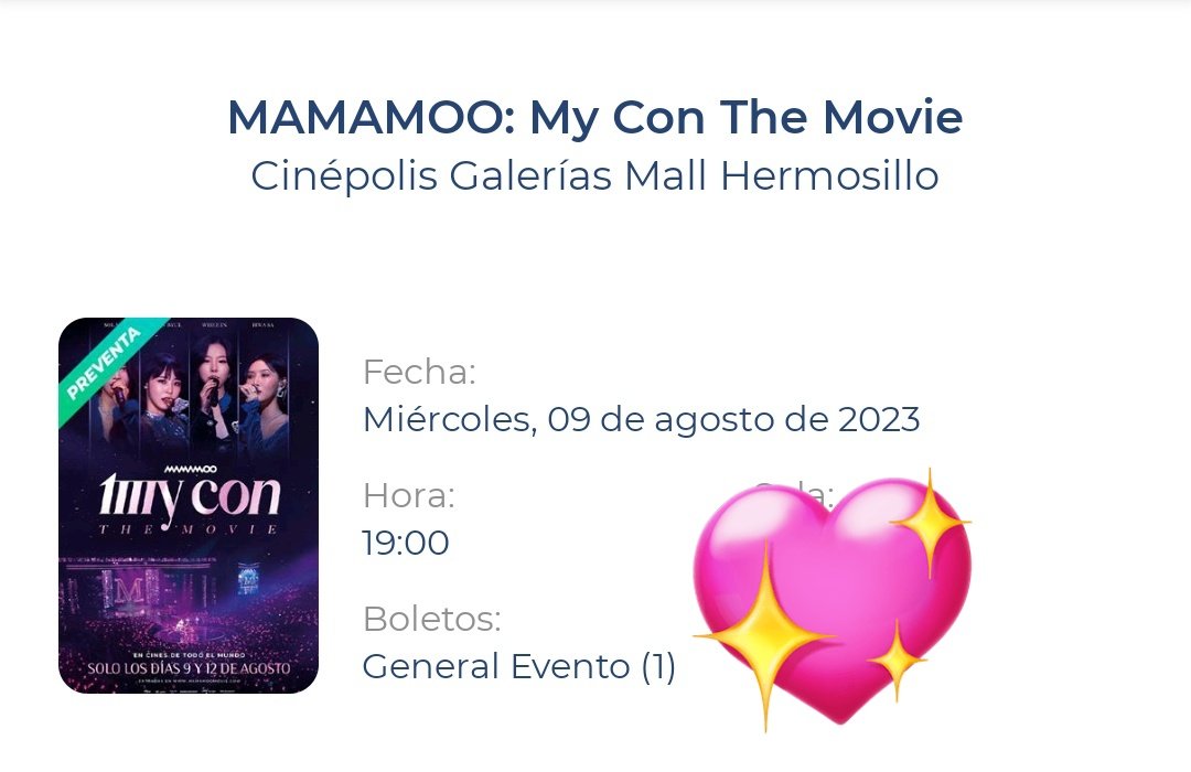 shalungaa's tweet photo. YA TENEMOS FECHA EN SONORA Y YO YA TENGO MI BOLETO #MAMAMOO #MamamooMovie #My_Con_The_Movie #Mamamoovie #MOONBYUL #SOLAR #WHEEIN #HWASA #MyConTheMovie https://t.co/8whSgrKQYI