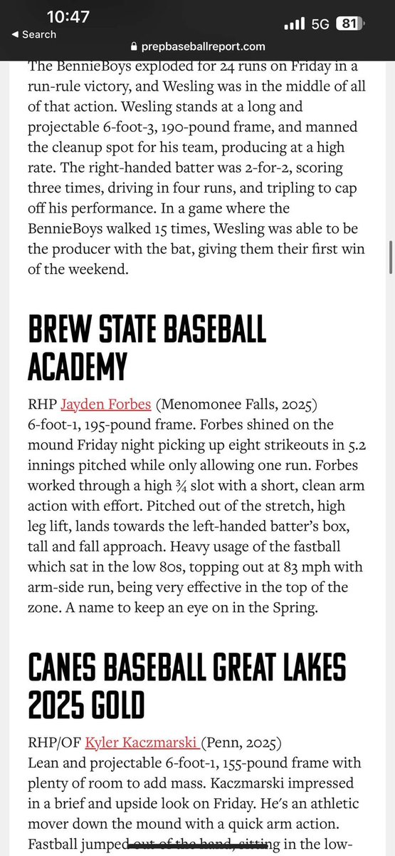 JaydenF91856954's tweet photo. Big thank you to PBR Wisconsin for the write up. Lots of room for improvement
@PBRWisconsin @PBR_Uncommitted @brewstateba @AndySrokaPBR https://t.co/NpUZgKTG2F