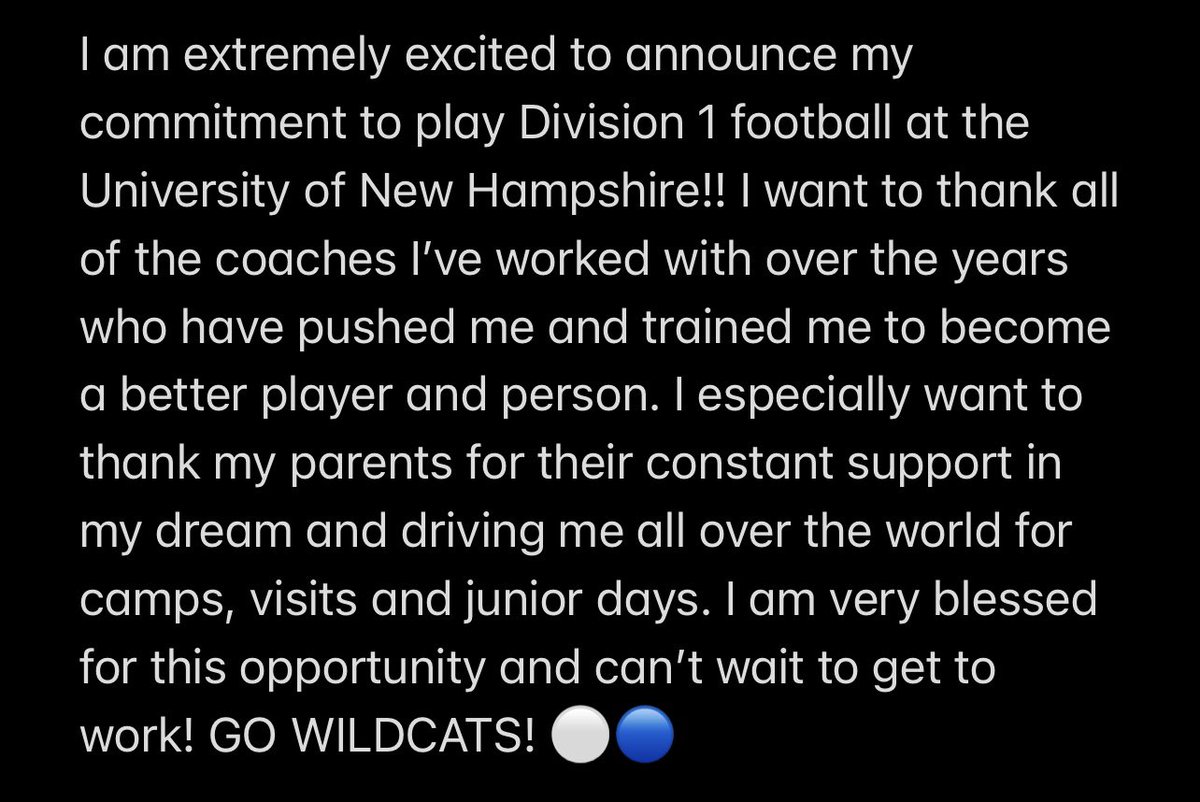 Jacob Metivier (@jacob_metivierr) on Twitter photo Blessed to announce my commitment to play football at the University of New Hampshire 🔵⚪️!!! Super excited for this opportunity #GraniteStrong <a href="/rwsantos2/">Rick Santos</a> <a href="/Coach_Borden/">ED BORDEN</a> <a href="/CoachFontana/">Anthony Fontana</a> <a href="/DCoachBrooks/">Brooks</a> <a href="/PactPerformance/">Pact Performance</a> Blessed to announce my commitment to play football at the University of New Hampshire 🔵⚪️!!! Super excited for this opportunity #GraniteStrong <a href="/rwsantos2/">Rick Santos</a> <a href="/Coach_Borden/">ED BORDEN</a> <a href="/CoachFontana/">Anthony Fontana</a> <a href="/DCoachBrooks/">Brooks</a> <a href="/PactPerformance/">Pact Performance</a>