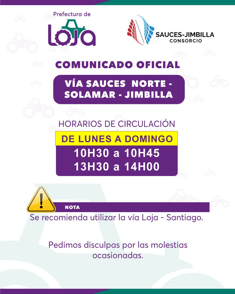prefecturaloja's tweet photo. ⛔ [AVISO IMPORTANTE]

Vía #SaucesNorte - #Solamar - #Jimbilla 🦺

@mariomancino @majosogo1 https://t.co/AgJdJqWYJH
