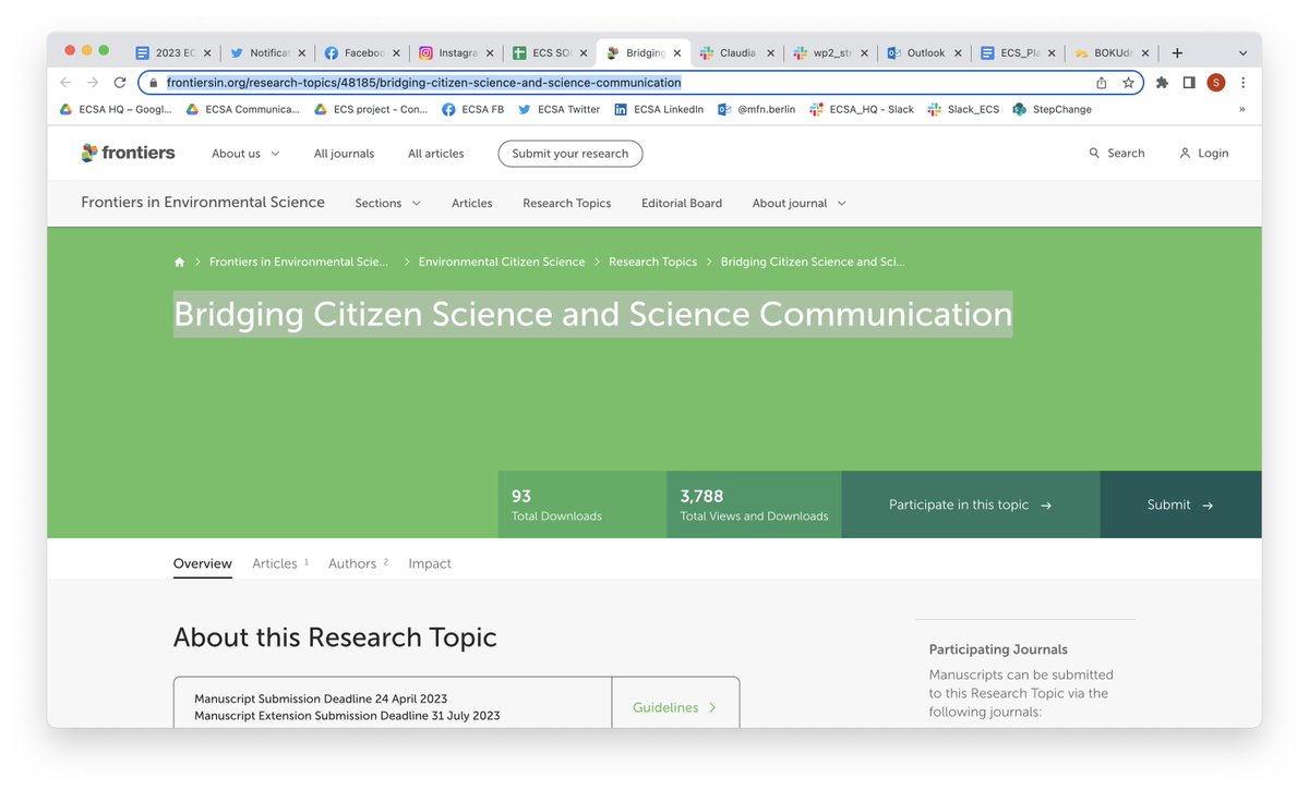 European Citizen Science (@eucitsciproject) on Twitter photo Bridging Citizen Science and Science Communication
Very last opportunity to contribute to the special issue of <a href="/FrontEnvSci/">Frontiers - Environmental Science</a> on bridging #CitizenScience and #SciComm 🎉🎉
More here: shorturl.at/brxF0 Bridging Citizen Science and Science Communication
Very last opportunity to contribute to the special issue of <a href="/FrontEnvSci/">Frontiers - Environmental Science</a> on bridging #CitizenScience and #SciComm 🎉🎉
More here: shorturl.at/brxF0