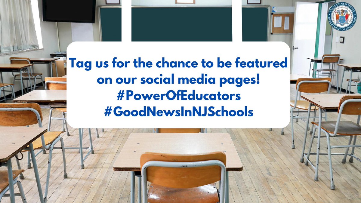 NewJerseyDOE's tweet photo. We want to hear from you! Do you have school happenings or exemplary educators who deserve a shout out?  

Use the hashtags #GoodNewsInNJSchools and #PowerofEducators and tag us on social media for the chance to be featured on our pages! https://t.co/X8jJuPh51J