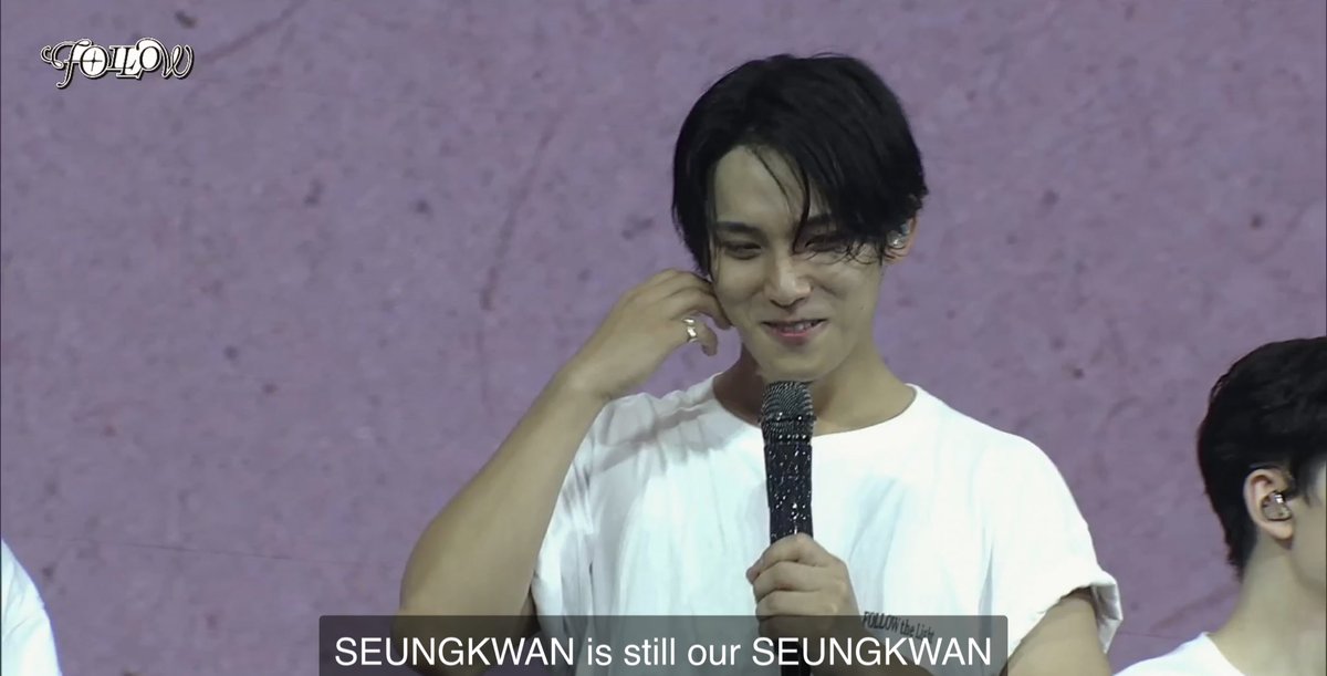 kwanchive's tweet photo. lol seungkwan went to the green room backstage(?) and scolded mingyu because he was talking too much 😅😅

"seungkwan is still our seungkwan!" 🥹🧡 https://t.co/ZWExIuiuOH