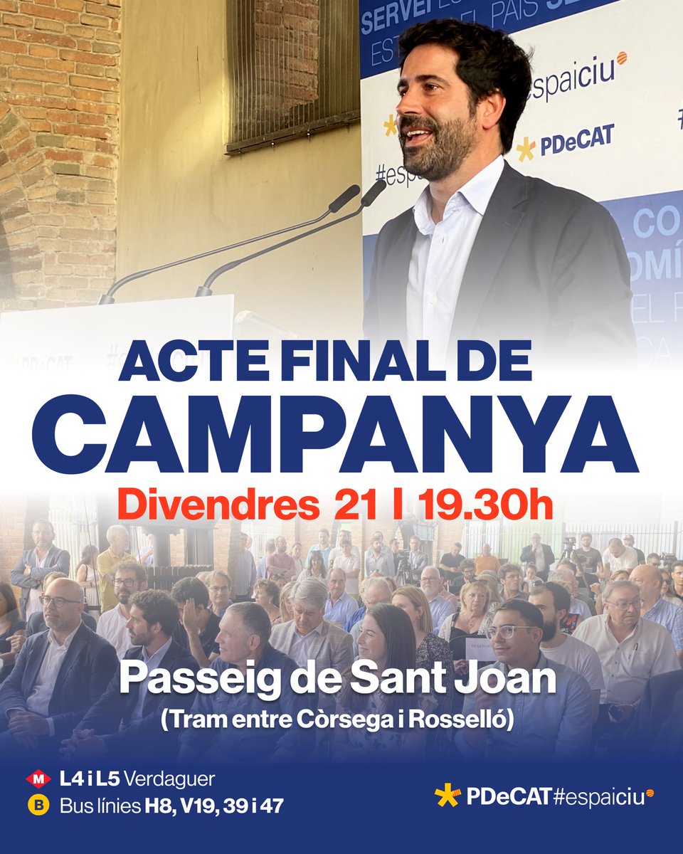 Ens veiem aquesta tarda a l'Acte final de campanya!

📍 Pg Sant Joan
⏰ 19.30h