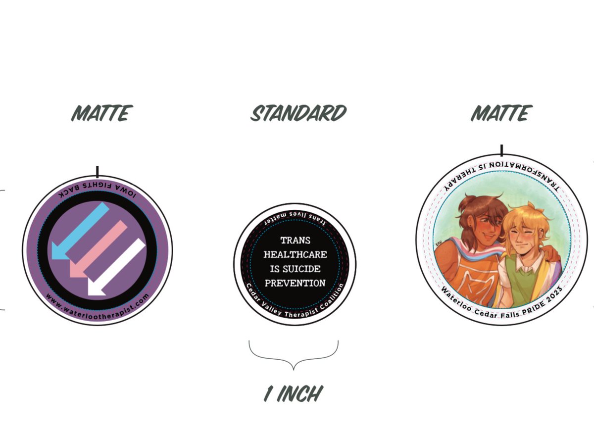 Really proud of these buttons my clients and I created for Iowa pride (cedar valley pride is last weekend in august!! Come out!)