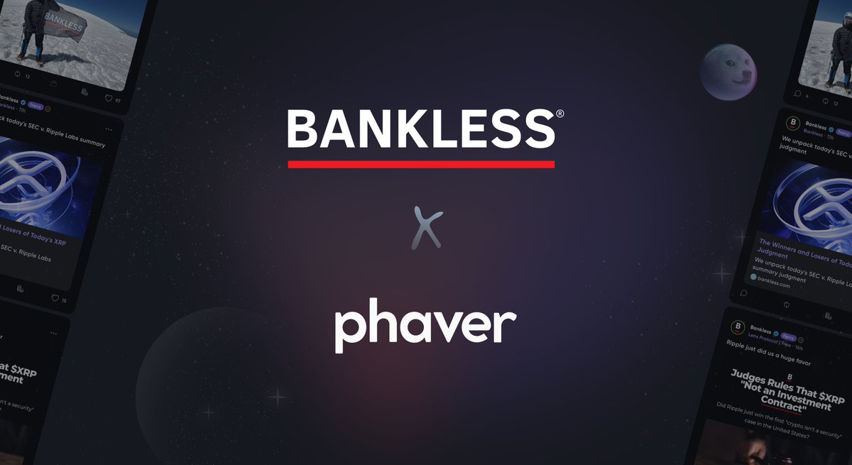 .<a href="/bankless/"></a> , an early @lensprotocol adopter, just supercharged their journey with Phaver 💜🤝

Bankless news is now posted in real-time to Phaver &amp; Lens ⚡

Join us on Phaver &amp; subscribe to @ Bankless.lens - the most trusted source of Web3 &amp; crypto information on the web 👑