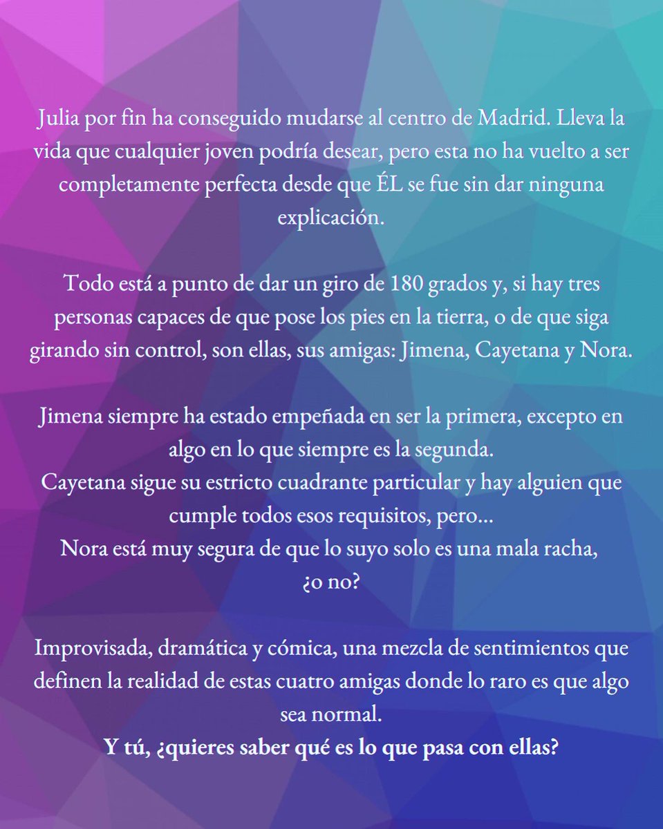 donna_valera's tweet photo. @MariaLeiva93 Improvisada, dramática y cómica, una mezcla de sentimientos que definen la realidad de estas cuatro amigas donde lo raro es que algo sea normal. 

Y tú, ¿quieres saber lo que pasa con ellas? 

¡DISPONIBLES EN AMAZON! 🍷❤️

https://t.co/XMHwcDmO6G https://t.co/Q2ve3sVqFs