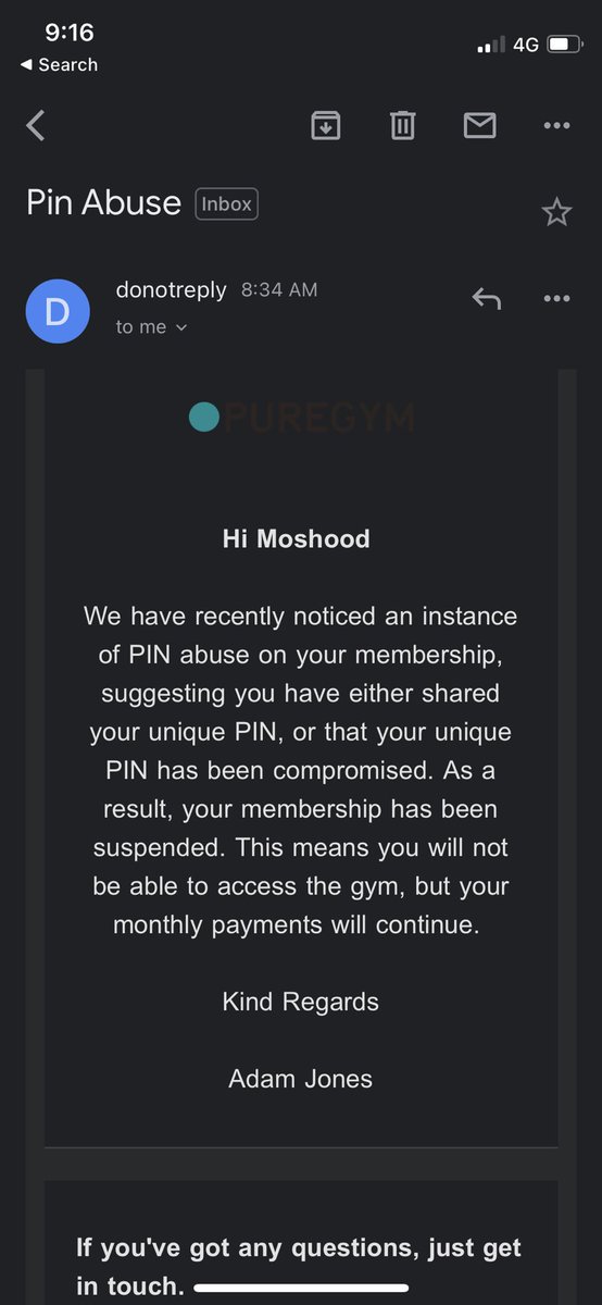 _kuzy__'s tweet photo. @PureGym I just received this email .. how do I fix this? https://t.co/sbvklyJENp