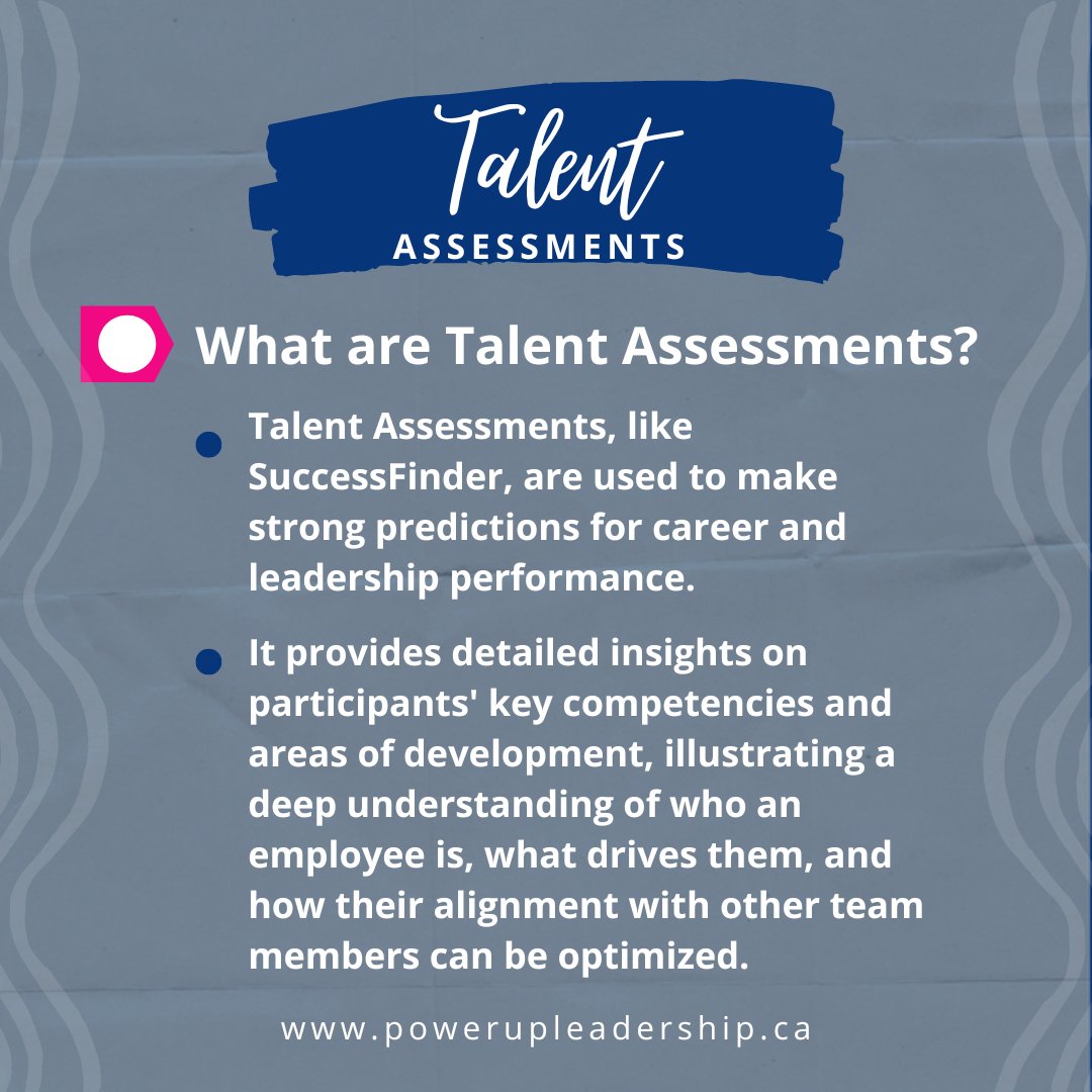 Talent Assessments help evaluate career and leadership performance. It provides insights on some areas of participants to achieve a better overview of their development. 

Contact us to purchase SuccessFinder today! powerupleadership.ca/talent-assessm…

#talentassessments #powerupleadership