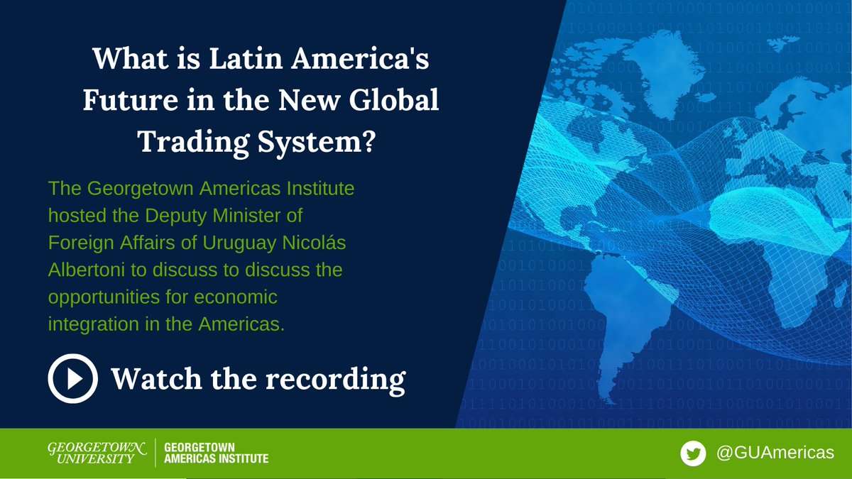 On 6/27, GAI welcomed Deputy Minister of Foreign Affairs of 🇺🇾 Nicolas Albertoni <a href="/N_Albertoni/">Nicolás Albertoni</a> to discuss the opportunities for the country and Latin America to benefit from the shifting global economy.

Watch the full recording on our Youtube channel 🎥: ow.ly/wtUl50PguKp