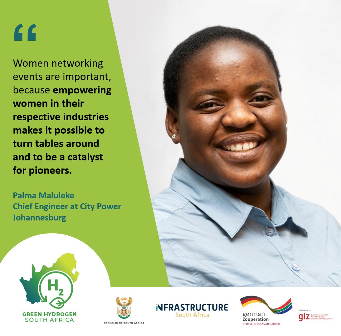 🟢#H2 &amp; #Renewables - A Catalyst for #Women #Empowerment in #SouthAfrica 🇿🇦. On Thursday, we've asked our guests why women networking events are (still) important [3/4] : Here's what Palma Maluleke, Chief Engineer at <a href="/CityPowerJhb/">@CityPowerJhb</a> is saying: