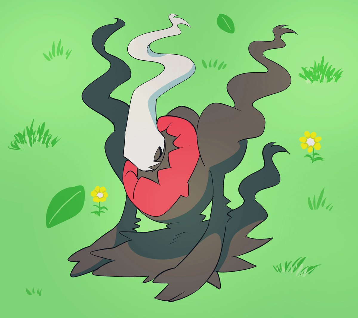 no humans pokemon (creature) solo grass flower outdoors full body  illustration images
