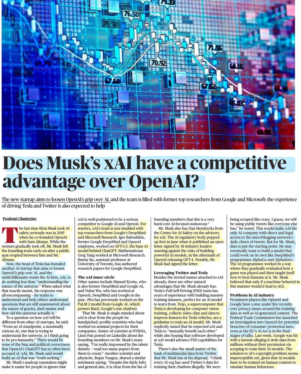 'Does Musk's xAI have a competitive advantage over OpenAI'
: Details

#ElonMusk #XAI #Google #Bard 
#Microsoft #openai #OpenAIChatGPT
#ChatGPT
#ArtificialIntelligence #COMPETITION 
#technology

Source: TH