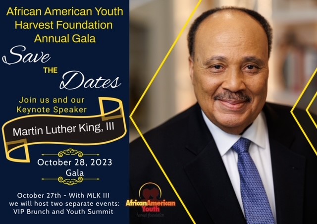 JOIN US FOR A VERY SPECIAL WEEKEND! Martin Luther King, III will be the Keynote Speaker at the AAYHF Annual Gala, Sat, Oct 28. In addition, he will be present for a VIP Brunch & Youth Summit on Fri, Oct 27. For Sponsorship inquires contact Michael Lofton: MRLOFTON@AAYHF.ORG https://t.co/TAd0Fc4WOj