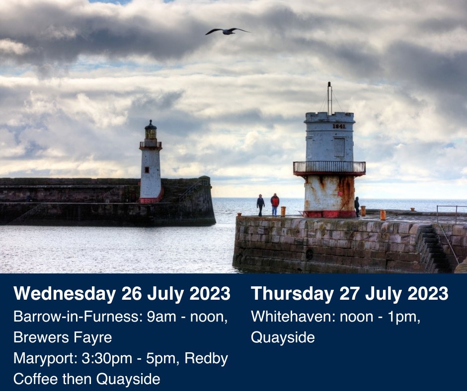 Our Regional Fisheries Group Team visit the North West next week, with the Head of Fisheries Management, Head of Sustainable Fisheries and the @seafishuk Regional Manager. We will be meeting fishers to discuss local concerns at these times and venues: