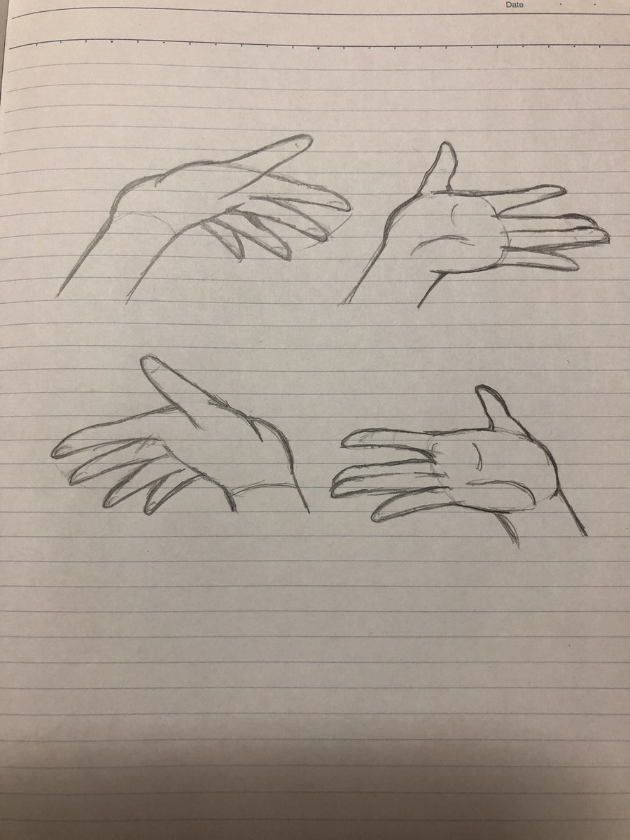 ちまちま続けている手の練習…、ほんと難しい。しっかり手を描ける人はほんとにすごいですよね。  おやすみなさい💤