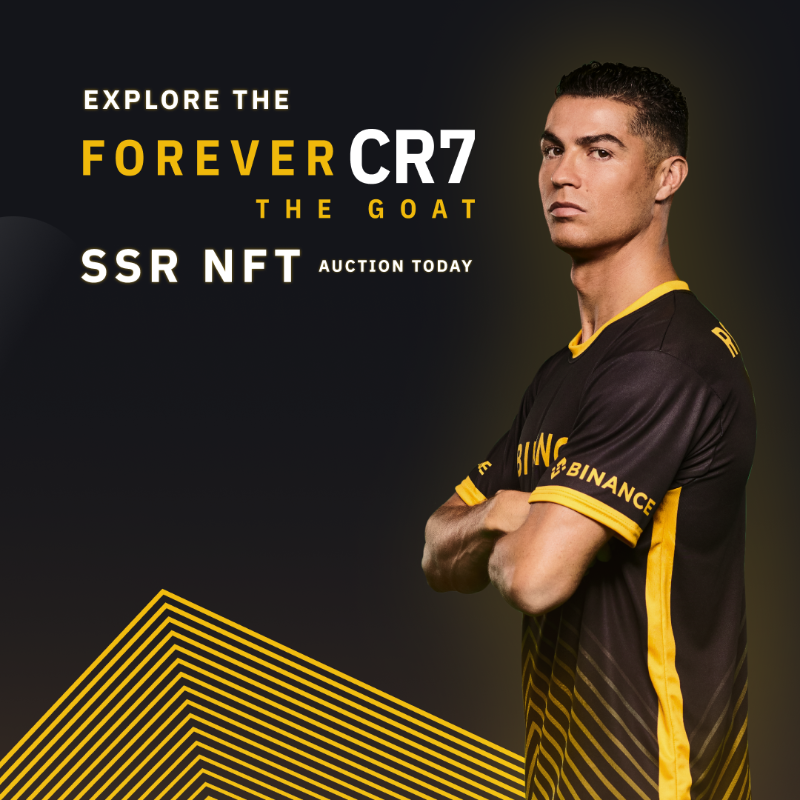 binance's tweet photo. Compete against greatness.

Take on @Cristiano Ronaldo in-person with a number of football challenges. 

An experience exclusive to holders of the Super Super Rare (SSR) ForeverCR7: The GOAT NFTs.

Here's some of the challenges 👉