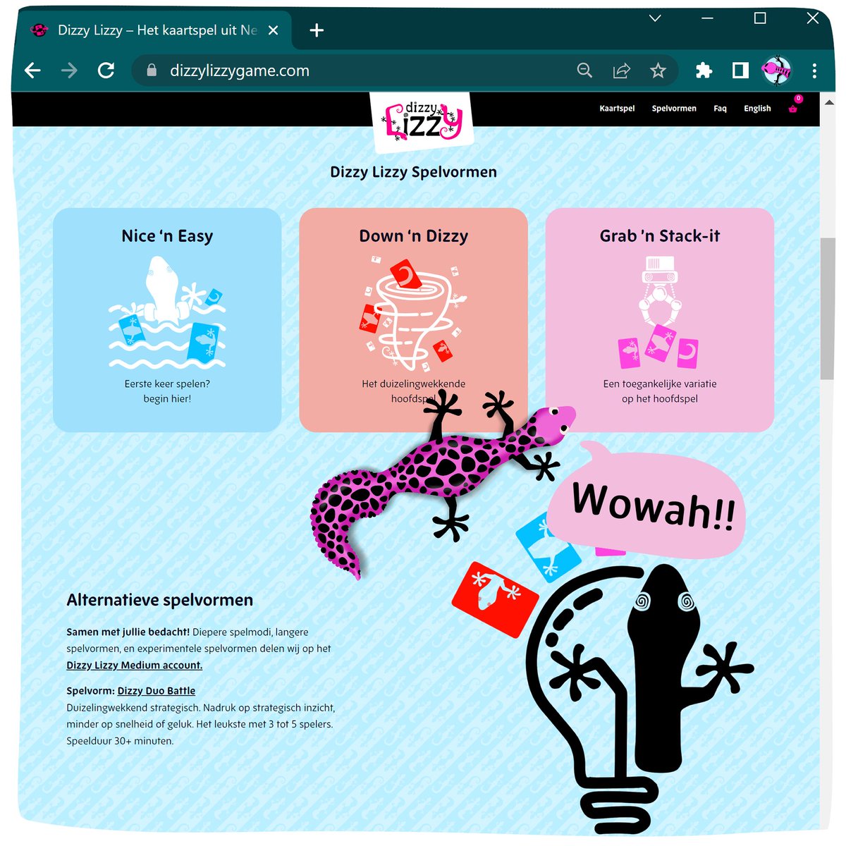 DizzyLizzyGame's tweet image. Wowah!! Nu live op dizzylizzygame.com: Grab 'n Stack-it! 👏

Met deze toevoeging hebben wij drie toegankelijke spelvariaties voor jong en oud 🦎🥰!

Complexere spelvormen (zoals Dizzy Duo Battle) delen wij vanaf nu op het Medium kanaal - medium.com/@dizzylizzygame

#dizzylizzy