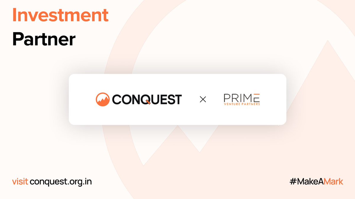 Announcing <a href="/Primevp_in/">PrimeVenturePartners</a> as an Investment Partner for Conquest ‘23 🚀

Prime Venture Partners is a venture capital firm that focuses on investing in early-stage startups with a passion for innovation and disruption. With a strong belief in nurturing groundbreaking ideas, they