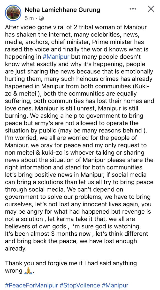 nehaGurung1692's tweet image. #PeaceForManipur 📌.