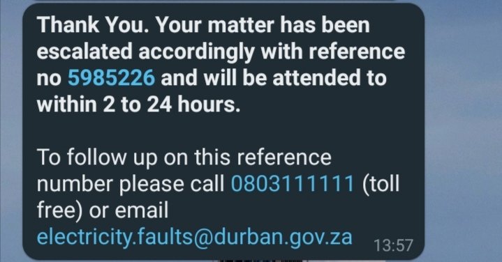 Pauli_phonic's tweet photo. @eThekwiniM Whats happening with the power supply in Berea in Syringa Avenue? every week the power goes off in the same block and the rest of Berea Road will remain with power &amp; calling the call Centre number is so aganising because the number never gets answered😭😢 https://t.co/DksNnAIQs7