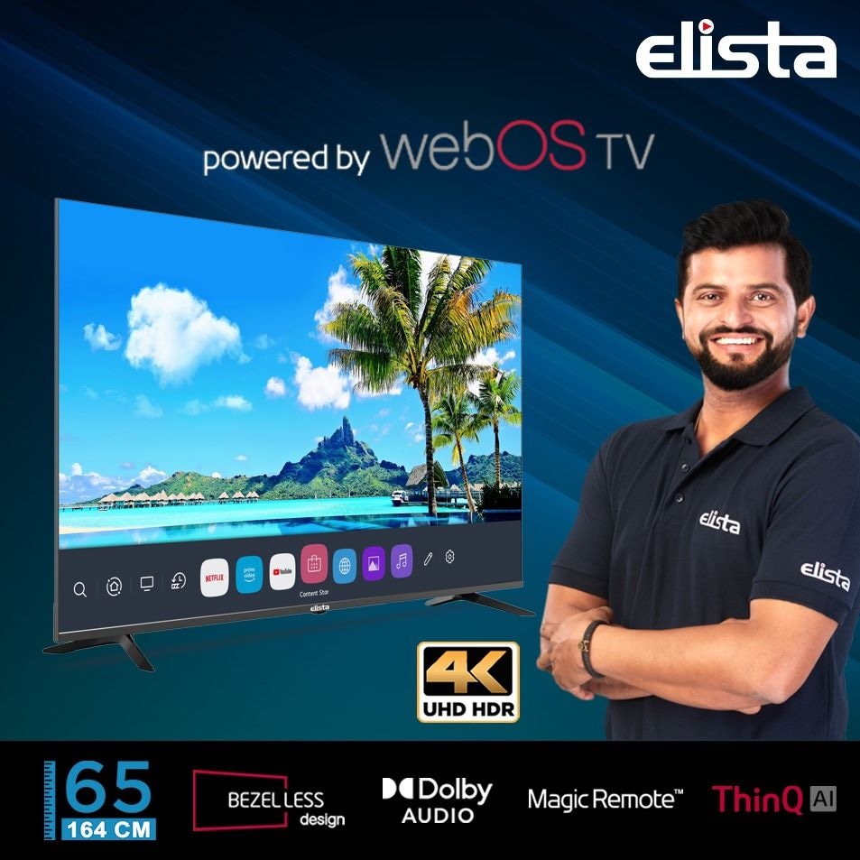ElistaWorld's tweet photo. Experience the ultimate viewing experience with #Elista #SmartTV, featuring a stunning bezel less design and immersive Dolby audio. Plus, enjoy the convenience of the magic remote that lets you control everything with your voice. #WebOSTV https://t.co/Az6akkd29I