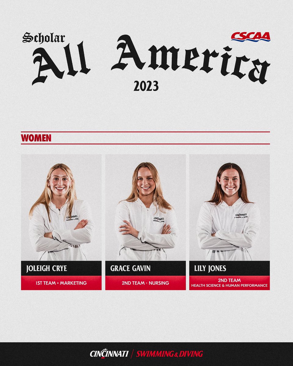 Excelling in the pool and in the classroom 📚

Congratulations to our 13 Bearcats who were named CSCAA Scholar All-Americans! 👏

#Bearcats