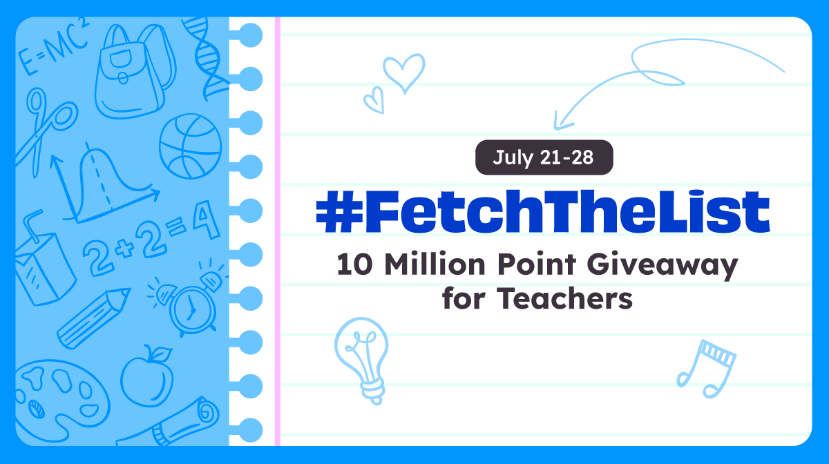 Calling all teachers who love Fetch!! Fetch The List is back🥳 We are giving 100 Teachers 107,000 points each to buy some of the school supplies they need for their classrooms! Rules to Enter: 1. Follow us on Twitter 2. Reply to this tweet with the link to your @amazon wish list…