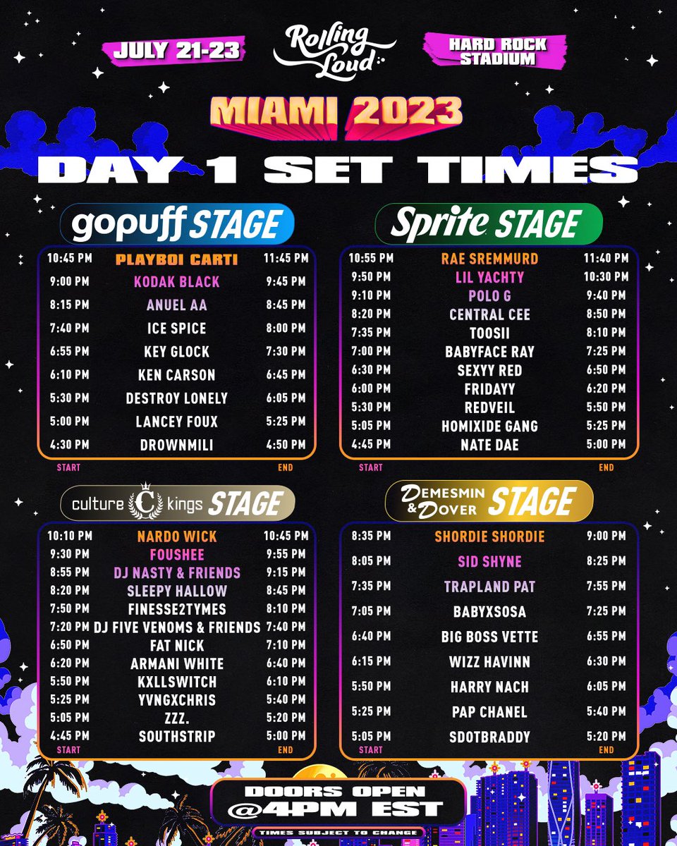 rolling loud miami schedule