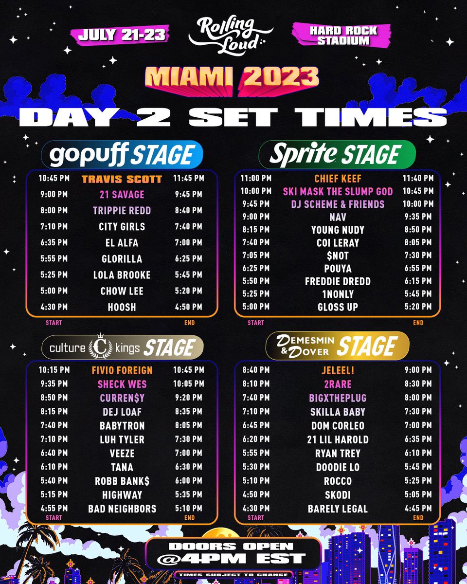 rolling loud miami schedule