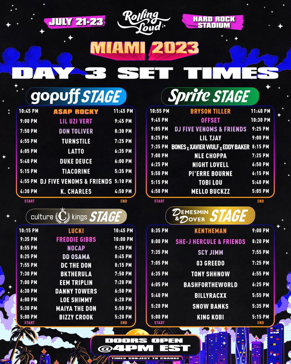 rolling loud miami schedule