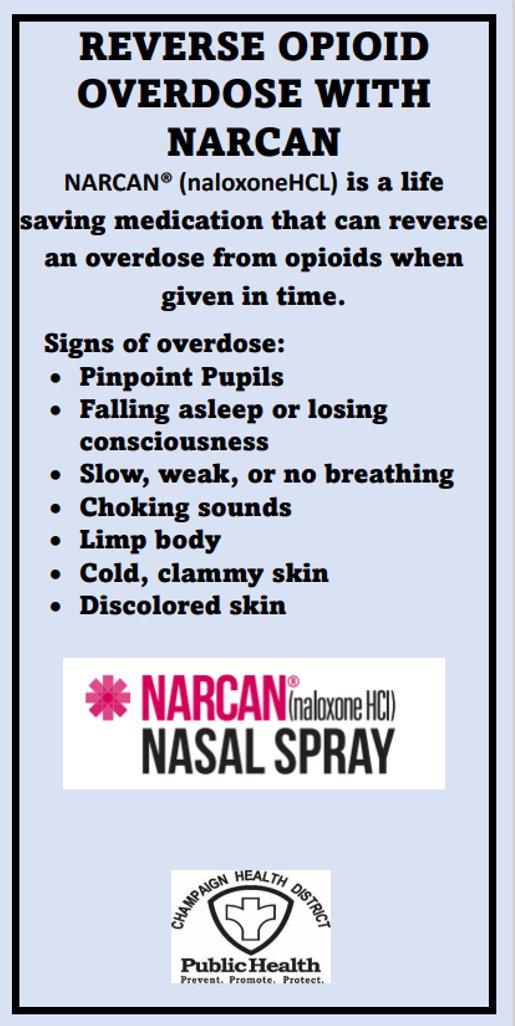 ChampaignHealth's tweet photo. Did you know that we offer free Narcan? To order a free narcan kit, visit https://t.co/9YbZ3jv0bF or call us 937-484-1605. https://t.co/RUzWzmQZSS