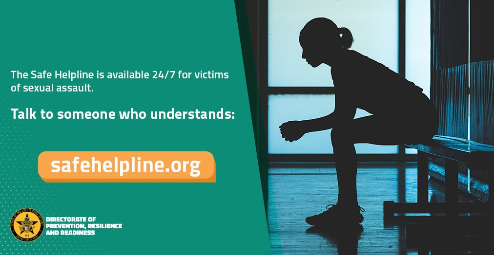 ArmyResilience's tweet photo. The DOD Safe Helpline is available 24/7 for victims of sexual assault. Talk to someone who understands: https://t.co/0NW3y30BIR #SHARP #SafeHelpline https://t.co/G8dvT8i9UG