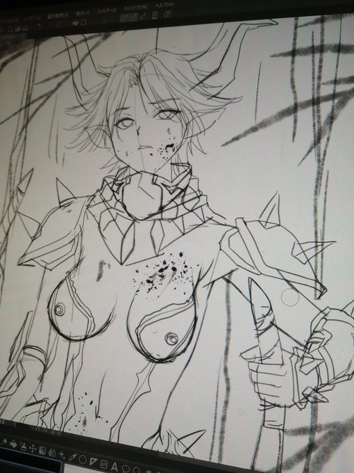 フゥ~描き直し完了。(-。-)y-゜゜゜ 