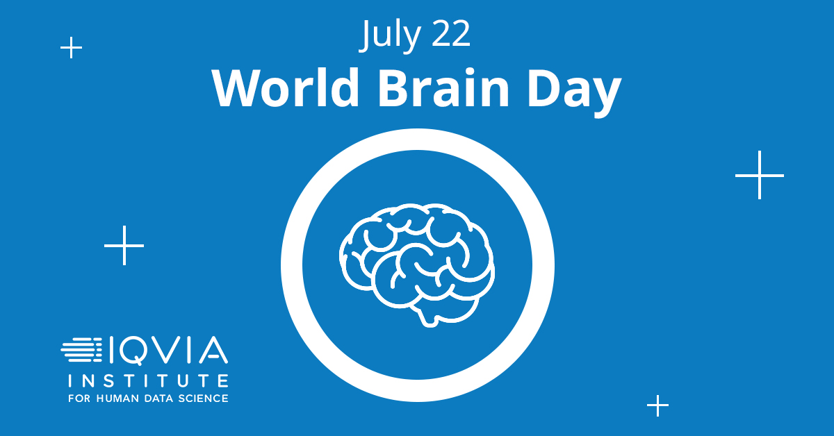 IQVIA_Institute's tweet photo. On this year's #WorldBrainDay, learn more about the current innovative efforts in neurology research and how this affects our understanding and treatment of brain conditions such as Alzheimer’s, Parkinson’s, and depression: https://t.co/go93OCZOBF. #GlobalHealth #DataScience https://t.co/hloKtOIkam