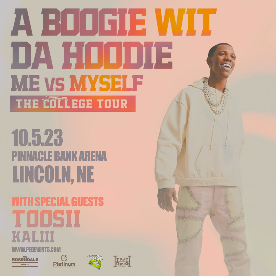 ON SALE NOW: A Boogie Wit Da Hoodie with special guests Toosii and Kaliii at @PinnacleArena October 5. Get your tickets here: bit.ly/boogiepbatix Please note: Mobile ticket delivery only. At this time, the Pinnacle Bank Arena ticket office is open only on Tuesdays 11AM-3PM.