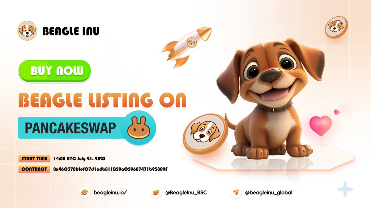 BeagleInu_BSC's tweet photo. 🐕‍🦺BUY NOW BEAGLE INU LISTING ON PANCAKE🐕‍🦺

🎉Now you can own Beagle Inu, hurry and buy as many as possible

👉Buy: https://t.co/Chwi8wcDdR

👉 Chart: https://t.co/vZ8u1tOH3B

🎁 Listing information:
💵 List price: ~$0.00000000000000237
📌Market Cap: $41,283 https://t.co/XmFjV0lOuY
