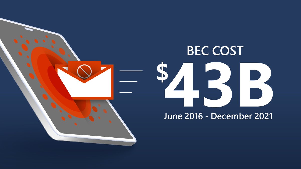 msftsecurity's tweet image. According to the IC3 and the FBI, business email compromise (BEC) cost $43 billion between June 2016 and December 2021. Digital crimes expert Matt Lundy breaks down the BEC basics and explains how to protect your organization: msft.it/6012gAwe2 #ThreatIntelligence