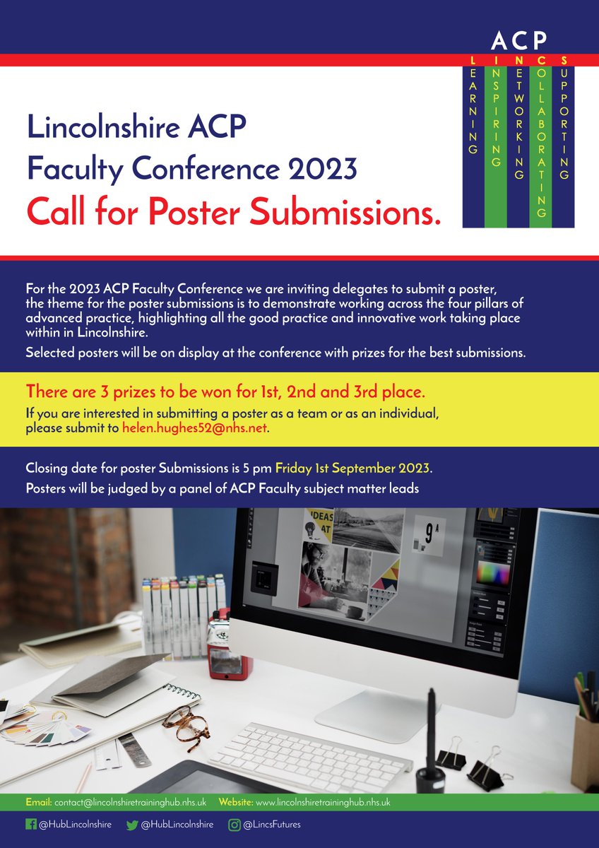 For the 2023 ACP Faculty Conference we are inviting delegates to submit a poster. Further information below.

Closing date for submissions: 5pm on Friday 1st September 2023. 

Submit your entry to: helen.hughes52@nhs.net