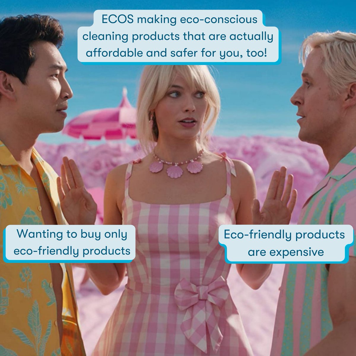 Taking better care of your body &amp; the 🌎 shouldn’t break the bank. ECOS has been making sustainable &amp; affordable cleaning products that are safer for you &amp; the planet since 1967.  Find us ➡️Ecos.com/find-ecos #ecofriendlyproducts #safercleaning  #ecoscleans #barbiethemovie