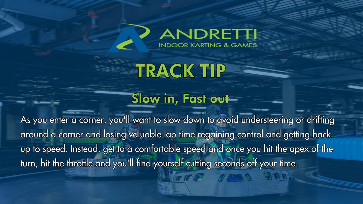 For today's track tip, we're going over an old racing adage that every driver should know. #Andretti #Karting #GoKart #Racing #Motorsport #Autosport #OrlandoAttractions #ThingstodoinOrlando #IDrive #407 #Orlando